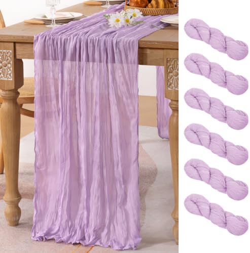 6 Pack Lilac Purple Cheesecloth Table Runner 10ft Boho Table Decor