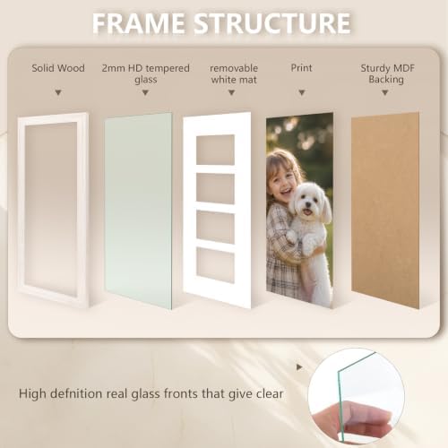 Golden State Art Collage Frame 8x20 for 4 4x6 Photos Wood Distressed White