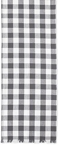 DII Fringed Check Tabletop, Table Runner, 14x108, Gray