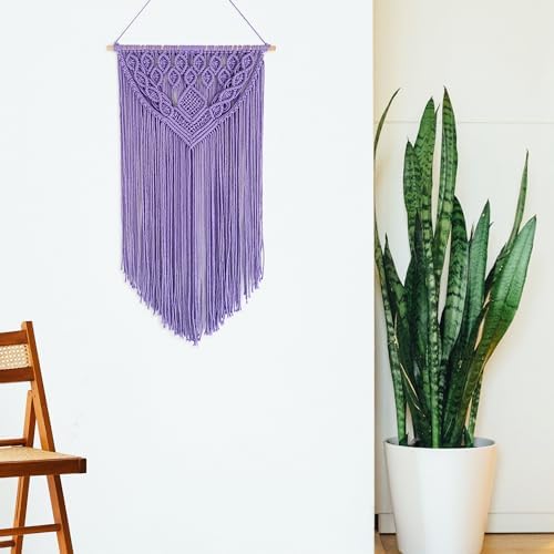 Winterdemoon Macrame Wall Hanging Boho Woven Tapestry Home Decor Purple