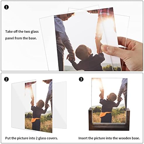 PETAFLOP 5x7 Picture Frame Set of 2, Rustic U-shaped Double Sided Frames Made to Display 5 by 7 Photos, Menu Holder Sign Card Stand for Desk Tabletop
