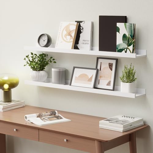 Boswillon Floating Shelves Set of 2, Long Wall Shelf with Lip, 36in, Oak