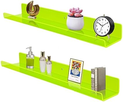 ROYALITA 2-Pack Acrylic Shelves Wall Mounted, 24 Inch Floating Shelves
