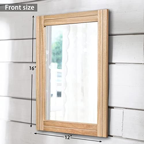 AAZZKANG Rustic Mirrors for Wall with Rectangular Wood Frame Decorative for Farmhouse Bedroom Bathroom Living Room Home Office