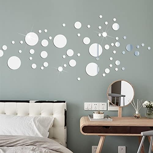 7.87" Round Acrylic Mirror Tiles, 2Pcs Flexible Plastic Wall Mirror | 0.06" Thick Acrylic Mirror Sheet with Tapes, Circle Mirror for Wall, Home Decor, Round Mirror Tray Plate for Centerpieces