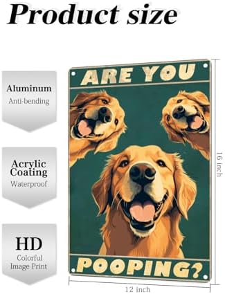 Metal Sign Golden Retriever Are You Pooping Sign Vintage Funny Sign Retro Aluminum Tin Signs for Home Farm Garden Bar Bathroom Kitchen 12x16 Inches(169B)
