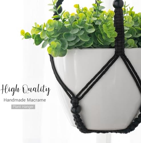 Mkono 3 Pack Macrame Plant Hangers Hanging Planters for Indoor Plants Black