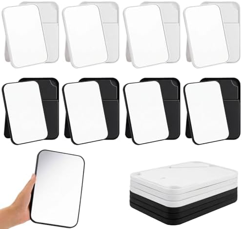 24 Pack 8x5 In Desk Makeup Mirror with Stand and Hanging Hole,Black, White