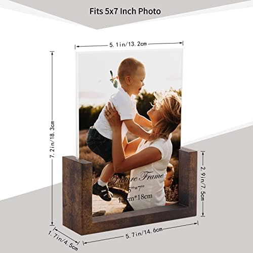 PETAFLOP 5x7 Picture Frame Set of 2, Rustic U-shaped Double Sided Frames Made to Display 5 by 7 Photos, Menu Holder Sign Card Stand for Desk Tabletop