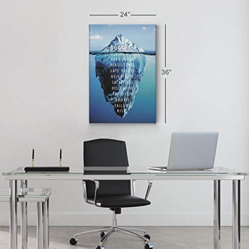 Smile Art Design Success Inspiring Quote Iceberg Ocean Motivational Wall Art Canvas Print Inspirational Wall Art Entrepreneur Quote Modern Office Living Room Decor Artwork Gift Ready to Hang 17x11