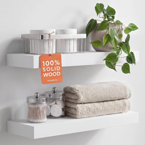 Homeforia 20 Inch Floating Shelves, High-End Solid Pine Wood, Set of 4