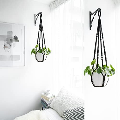 Mkono Macrame Plant Hanger Indoor 35 Inch Hanging Planter Basket Black 1Pc