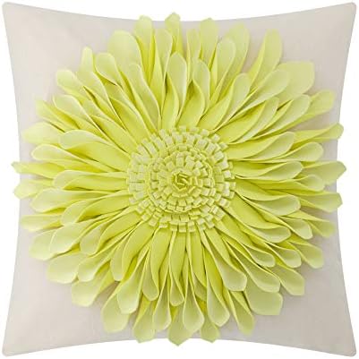 OiseauVoler Summer Throw Pillow Covers Decorative 3D Sunflowers Cushion Covers Handmade Pillowcases for Couch Bed Living Room Home Decor 18x18 Inches Lemon Yellow