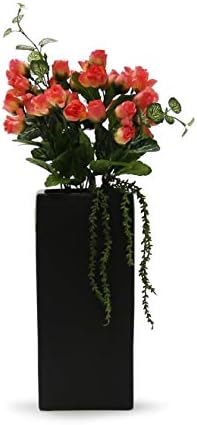 WGV Ceramic Block Vase 5" W x 12" H, (Multiple Size/Color Choices) Matte Tall Square Flower Planter Pot, Accents Home Office Tabletop Decor, Ideal Gifts Black 1 Piece (CSB0512BK) (Pack of 2)