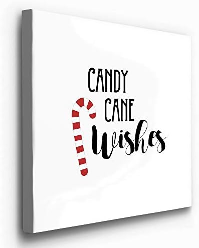 Renditions Gallery Canvas Christmas Wall Art Red White Xmas Candy Cane Wishes Abstract Hanging Artwork for Bedroom Office Home Kitchen Decorations - 16"X16" LT05