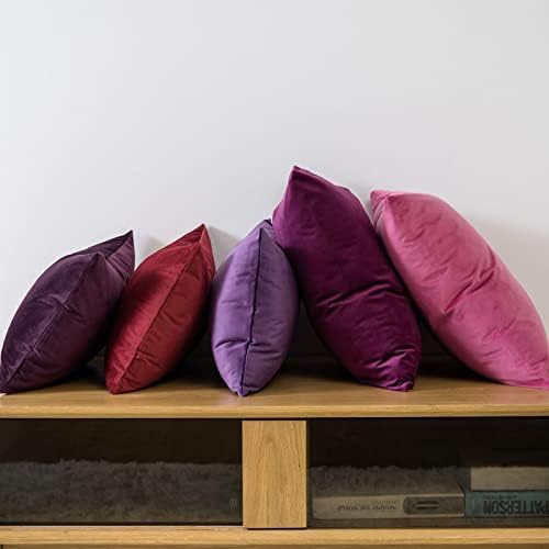 JUSPURBET 12x20 Lumbar Velvet Throw Pillow Covers Set of 2,Eggplant Purple