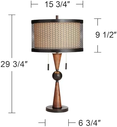 Hunter 29 3/4" Tall Table Lamp Bronze Brown Cherry Wood Modern