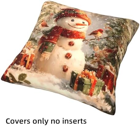 Santa Claus Throw Pillow Covers Set of 4 Decorative Soft Double Sided Print Pillow Case Farmhouse Home Decor for Living Room Sofa Couch 18x18