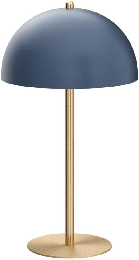 Globe Electric 15" Matte Blue Desk Lamp with Matte Brass Accents