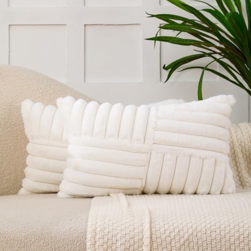 All Smiles Cream White Lumber Decorative Throw Pillow Covers 12x20 Set of 2