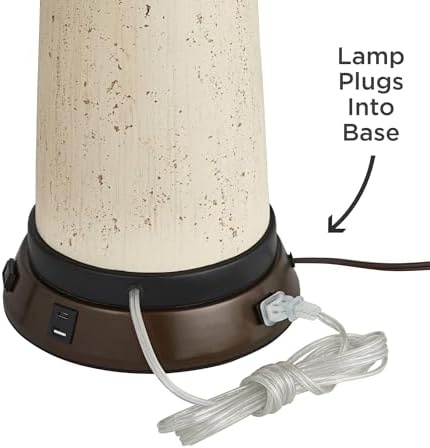 Helene 26" Tall Table Lamp White Ceramic USB Workstation Base Cream