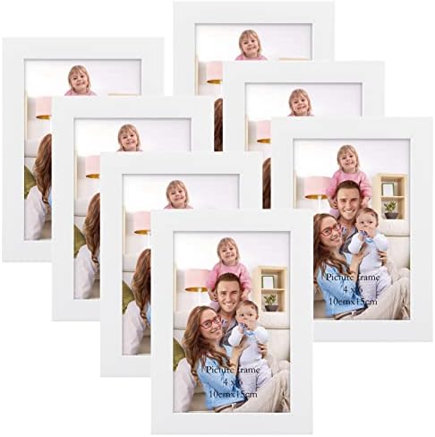 Giftgarden White 4x6 Picture Frame 7 Pack, Modern White Woodgrain 4 by 6 Photo Frames for Wall or Tabletop Display