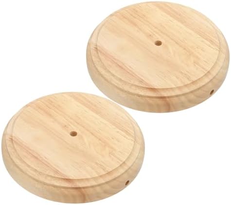 PATIKIL 7.5" x 1.3" Wooden Lamp Base, 2pcs Round Solid Wooden Base Wood Desk Lamp Display Stand Replacement for Bedroom Bedside Table Lamps DIY