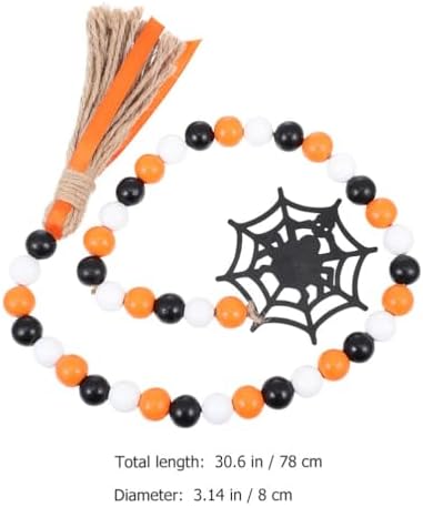 IMIKEYA Halloween Wooden Beads Garland: 2PCS Farmhouse Wood Bead Garland for Tiered Tray Farmhouse s Hanging Wood with Tassels Rustic s for Halloween Party Decor