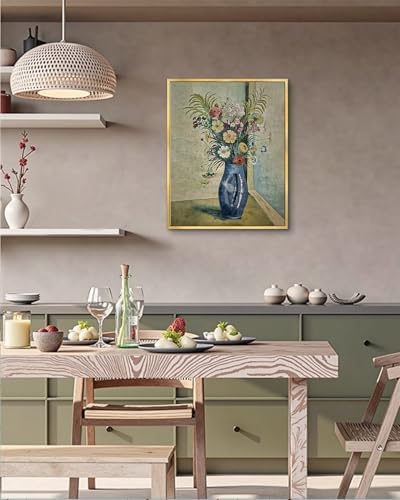 AIMAILON Colorful Wildflower Wall Decoration, Still Life Artwork, 16x20 | golden frame canvas art painting, easy to hang, sturdy frame, bedroom and living room decoration painting