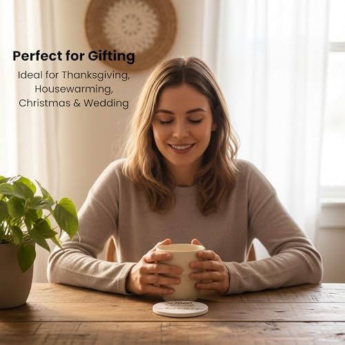 Christian Coasters Set of 6 with Holder, Absorbent Ceramic Faith Gift