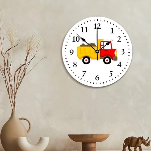 Cute Dump Truck Wall Clock Vehicle Boys Room Nursery Clock for Kids