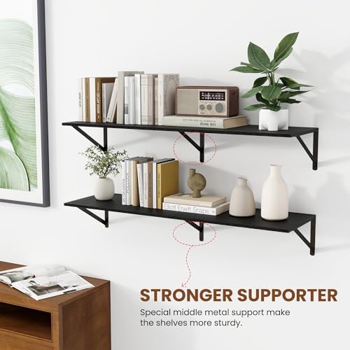 Heimlove 40W x 12D Deep Floating Shelves Set of 2 Black