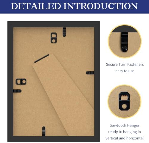 An&He 6x8 Picture Frame with Mat, Black Photo Frame for Wall & Tabletop Display, Holds 5.5x7.5 or 3.5x5.5 Photos, Gallery Wall Frame for Home Décor