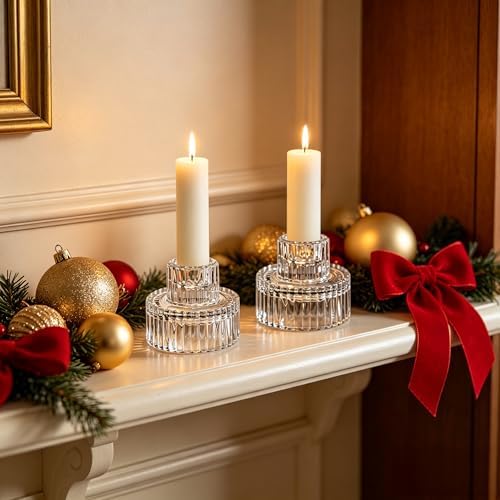 Hosley Set of 24 Glass Taper Candle Holders/Tea Light Candle Holders 2 Inches High Ideal Gift for Weddings Party Favor Reiki Meditation