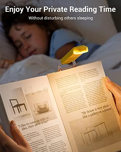 DEWENWILS Rechargeable Book Light for Reading in Bed, Warm White, Brightness Adjustable for Eye Care, LED Clip on Book Lights for Kids, Portable Bookmark Light, Yellow