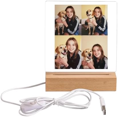 WSYEAR Custom Pet Lamp, Personalized Pet Acrylic Wooden Base Lamp, Custom Dog Gift with Photo, Dog Portrait Gifts- Memorial Gifts for Cute Lover, Forever & Always for Your Loved Ones