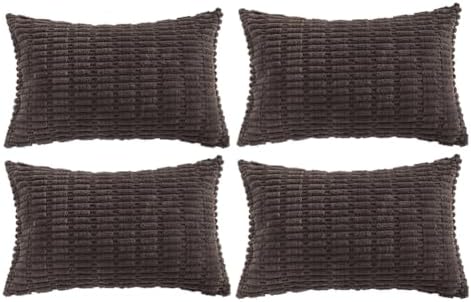 Fancy Homi 4 Packs Decorative Throw Pillow Covers for Living Room Couch Bed, Modern Farmhouse Boho Home Décor Accent Cushion Case, 20" x 12", Dark Brown