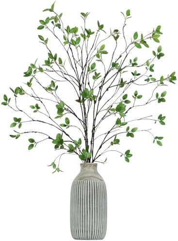 5pcs Artificial Ficus Branches Eucalyptus Stems Plants,Green