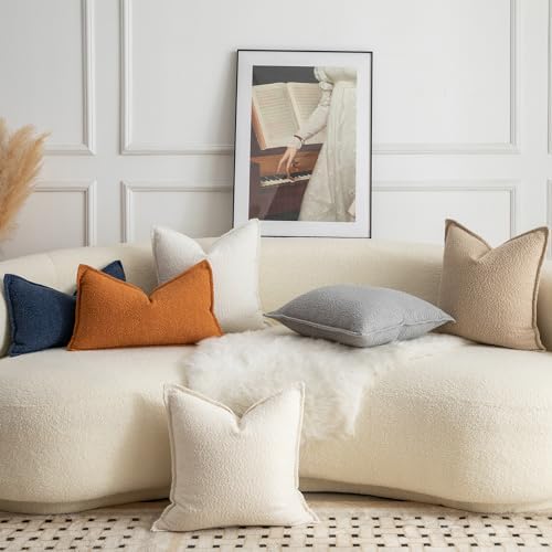 MANDIOO Pack of 2 Decorative Throw Pillow Covers Accent Solid Woven Textured Cushion Covers Pillow Cases Bedroom Living Room Sofa Home 26 x 26 Inch Light Gray