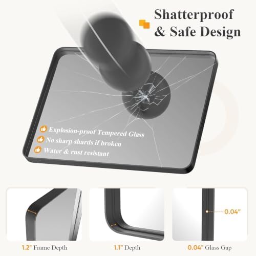 NEWBULIG 30"x40" Bathroom Mirrors, Wall Mirror for Over Sink, Black | Matte Metal Framed Vanity Mirror with Tempered Glass, Entryway, Living Room, Bedroom