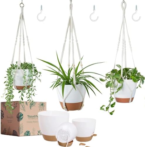 3 Pack Self Watering Hanging Planters for Indoor Plants Large 10/8/7 Inch