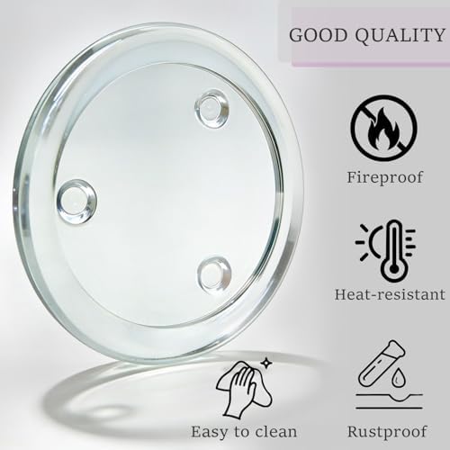 Clear Glass Candle Holder，4" Glass Coaster Holder ，Small Round Candle Plate for Pillar Candle（2 Pack）