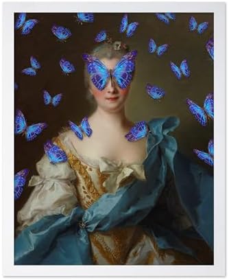 Poster Master Madam de La Porte Print - Portrait Painting Poster - Altered & Pop Art - Gift for Men & Women - Aesthetic Wall Decor for Bedroom, Living Room or Office - 8x10 White Framed
