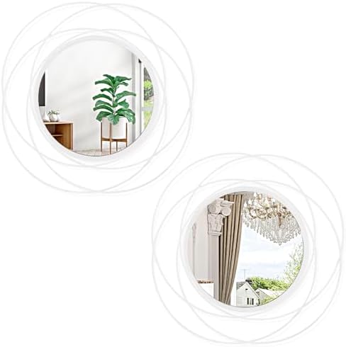 Circle Mirrors Wall Decor Iron Frame Wall Art Round Mirror Home Decor Hanging for Bedroom Bathroom Living Room Entryway 2 Set 12''