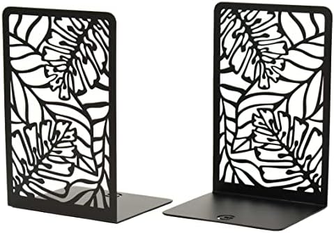 CNK Premium Metal Book Ends - Heavy Duty Book Stoppers for Home Office - Black