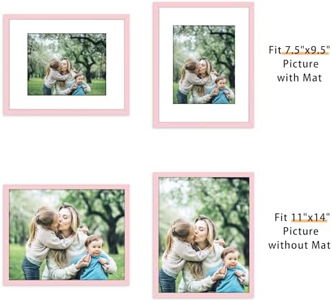 Picrit 11x14 Picture Frame Set of 12, Modern Gallery Wall Frames, Pink