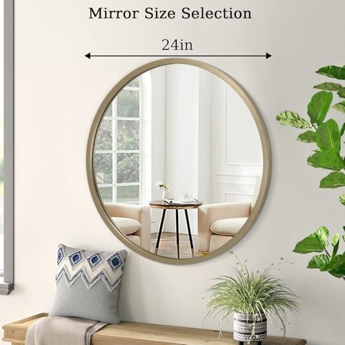 AOAOPQ Mirror Wall for Bathroom Metal Brushed Frame Ative Wall Mounted Home Living Room Entryway Bedroom Bronze