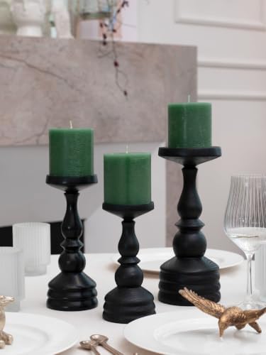 CANDWAX 3x3 Inch Grass Green Pillar Candles Set of 3 - Rustic Unscented No Drip Grass Green Candles for Special Occasions, Weddings, Centerpieces, Home Décor, Party Decorations