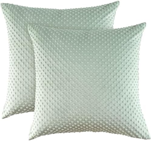 PHF Minky Dot Euro Sham Covers 26"x 26", 2 Pack Soft Cozy Minky Bubble Real Velvet Throw Pillow Covers, No Insert, Home Decorative Euro Pillow Cases for Couch Sofa Bed, Sage Green