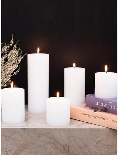 CANDWAX 3x4 inch Pillar Candles Set of 3 – Unscented Dripless Rustic White Candles for Wedding Decor, Events, Centerpieces